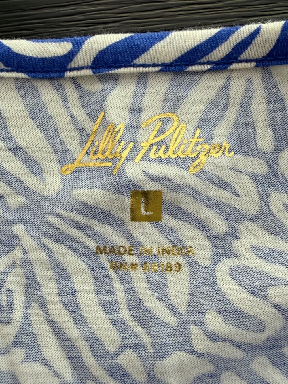 LILLY PULITZER Women’s Large Blue & White Print Bubble Short Sleeve Rosen Dress - Picture 3 of 7